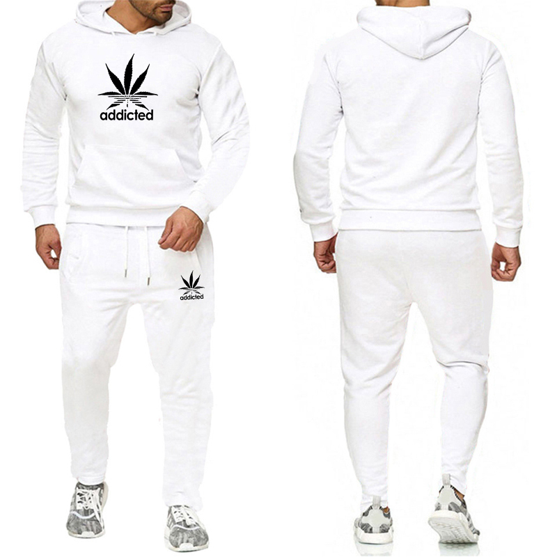 Autumn Winter Mens Fashion Tracksuit Hooded Sweatshirts and Black Jogger Pants Classic Male Daily Casual Sports Jogging Suit
