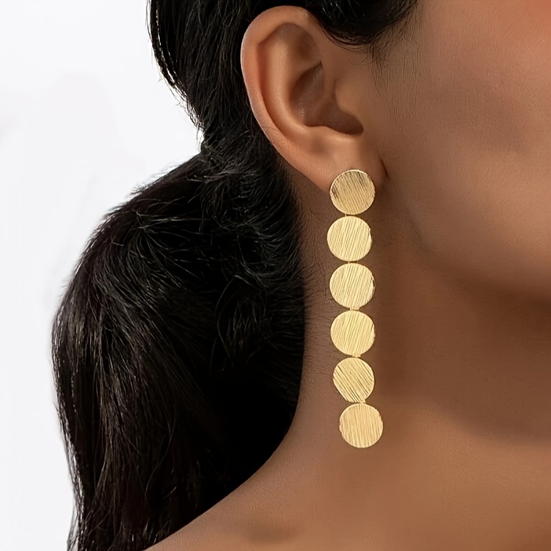 Personalized Creative Round Piece Long Pendant Women's Earrings Fashion Simple Design Party Accessories Jewelry