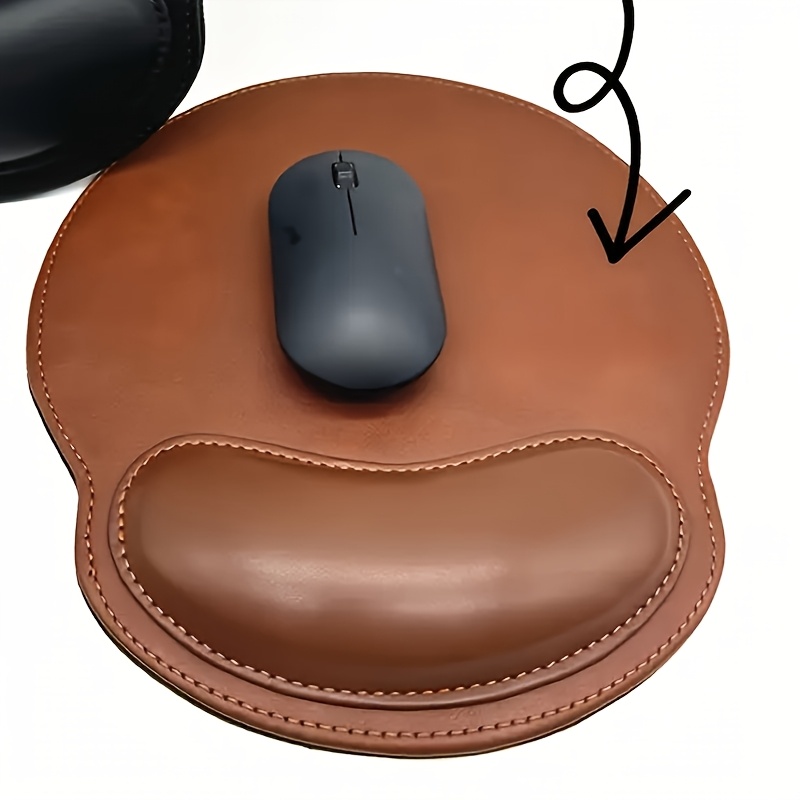 1 Piece Brown Wrist Rest Mouse Pad, Ergonomic Wrist Support, Faux Leather Gaming and Office Mouse Pad, Durable Non-Slip Surface, Simple Wrist Rest, Essential Office Mouse Pad, Comfortable, Great Holiday
