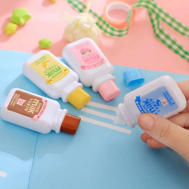 1 PC Milk Bottle Portable Correction Tape ，cute White Corrector , Stationery Student Prize School Office Supply