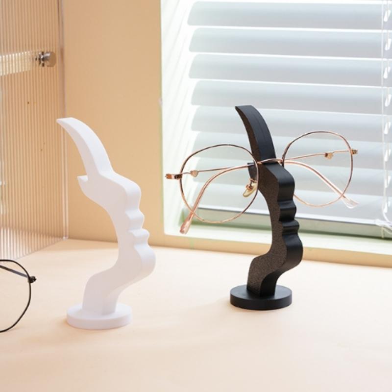 SI 1pc Plastic Eyeglass Stand Glasses Stand Bar Shape Human Side Face Interesting Simple Glasses Stand Ornaments