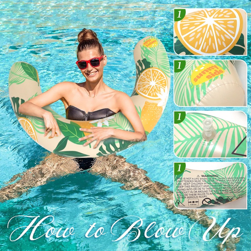 1PC New U-Shape Inflatable Swim Ring Fruit Print Series Armpit Float For Adults Pool Swimming Accessories
