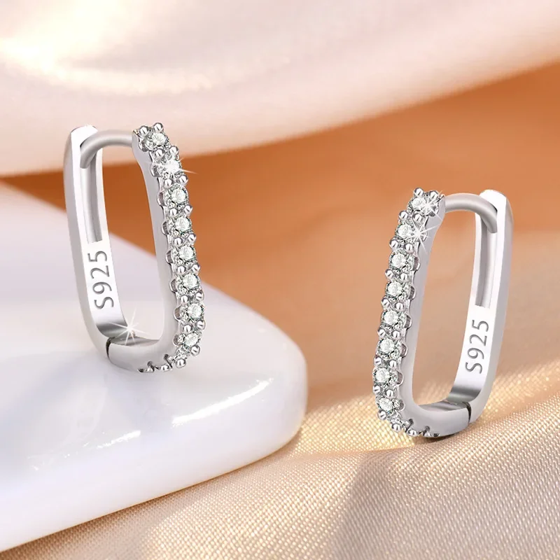Original designer 925 Sterling Silver Elegant Crystal Jewelry Fashion Zircon Circle Hoop Earrings for Woman Wedding Party