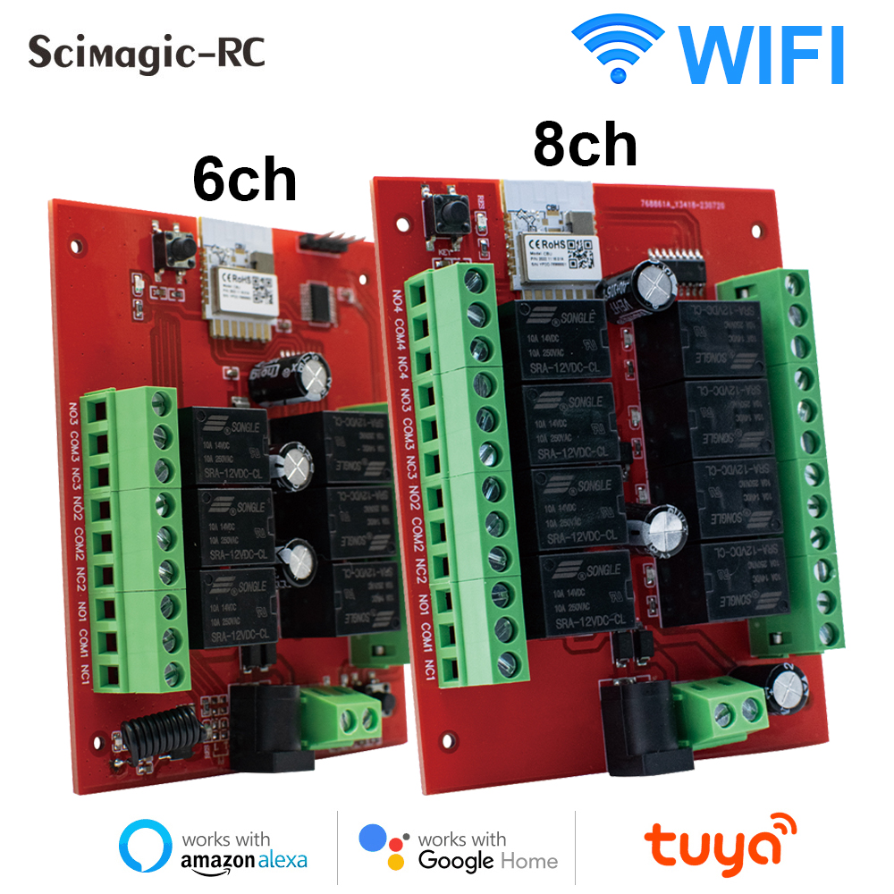6/8 Channel Tuya Smart WiFi Light Switch Relay Module, Multi-Device Control for Full Home Automation,Alexa Home Work