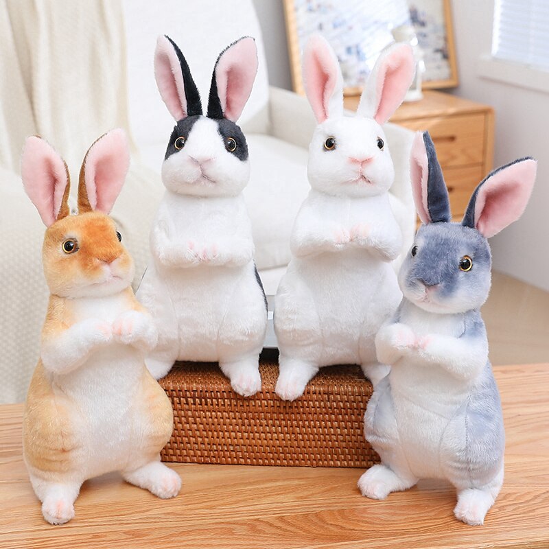 1pc Randomly Realistic Cute Plush Rabbits Lifelike Animal Photo Props Bunny Simulation Toy Model Birthday