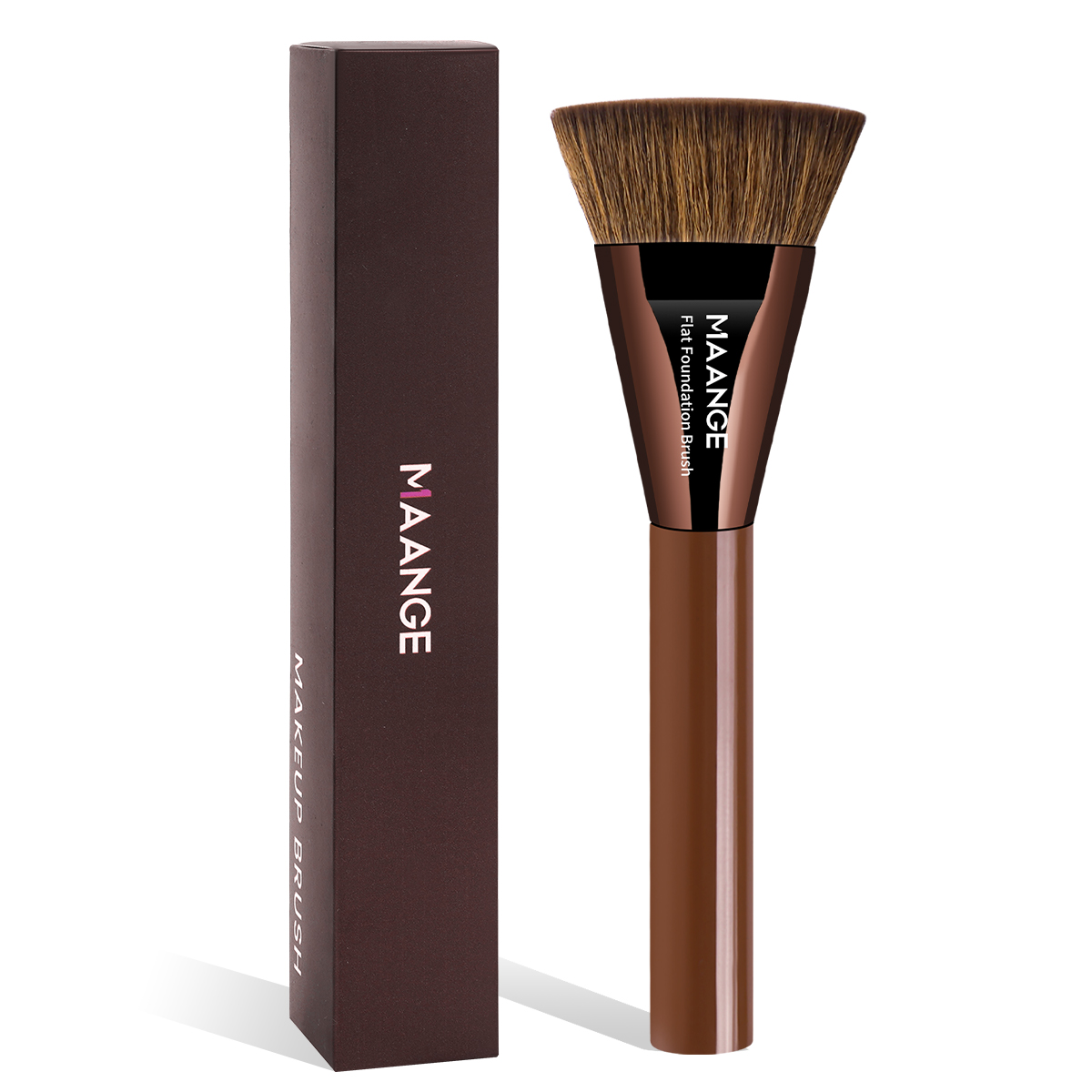 MAANGE 1pc Flat Top Foundation Makeup Brush Dense Soft Hair Flawless for Liquid Cream Makeup Buffing Blending Up Coverage