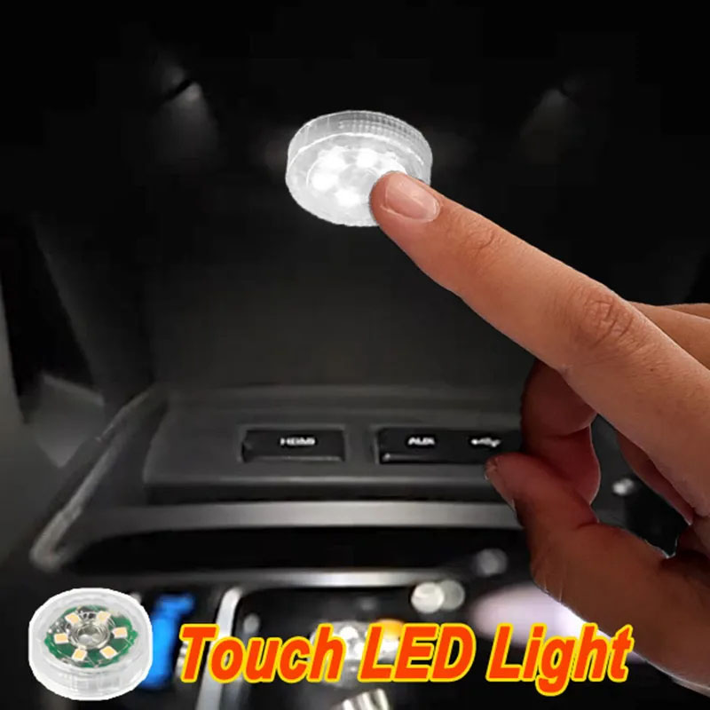 Round Touch Sensor Light 6LED Tap Lamp Portable USB Car Night Light Stick-on Magnetic Reading Lamp For Auto Interior Closet Bedr