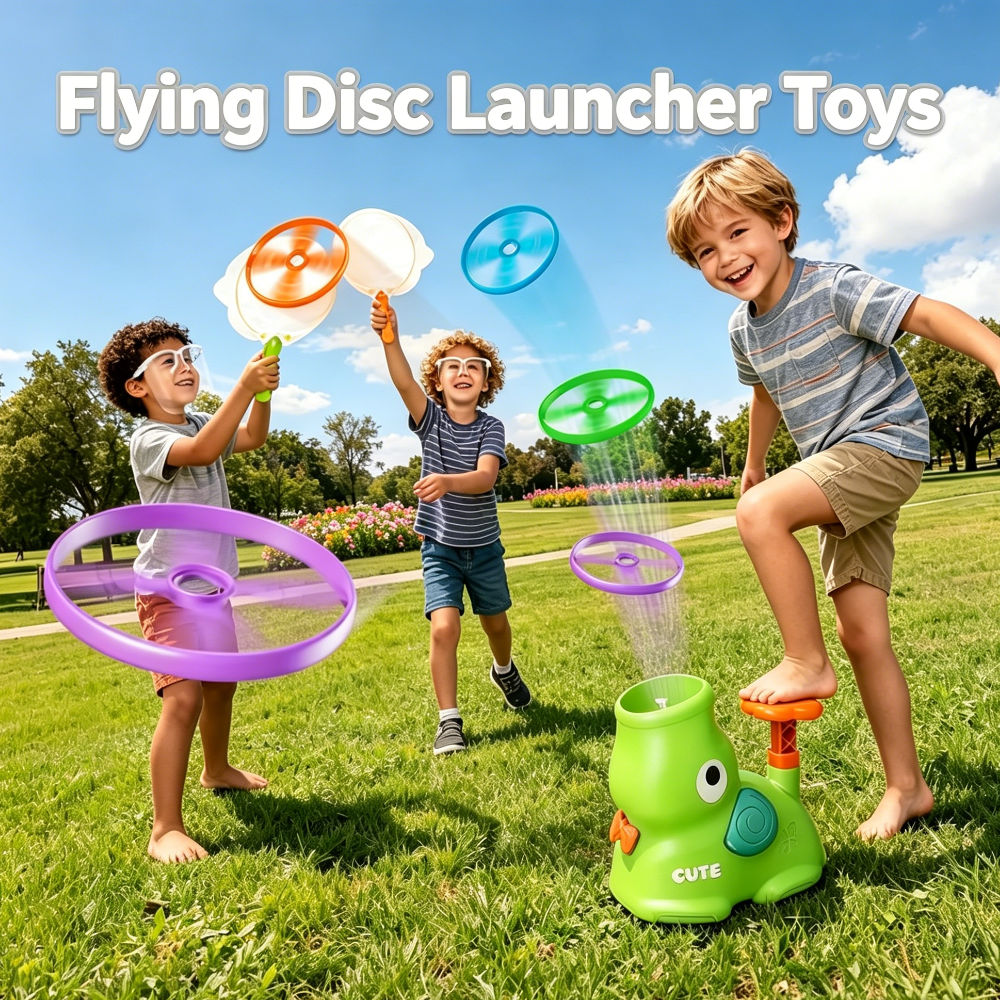 Flying Disc Launcher Saucer Outdoor Soaring Propeller Garden Game Novel Children Toy for Kid Boys Girls Jump Sport Toys