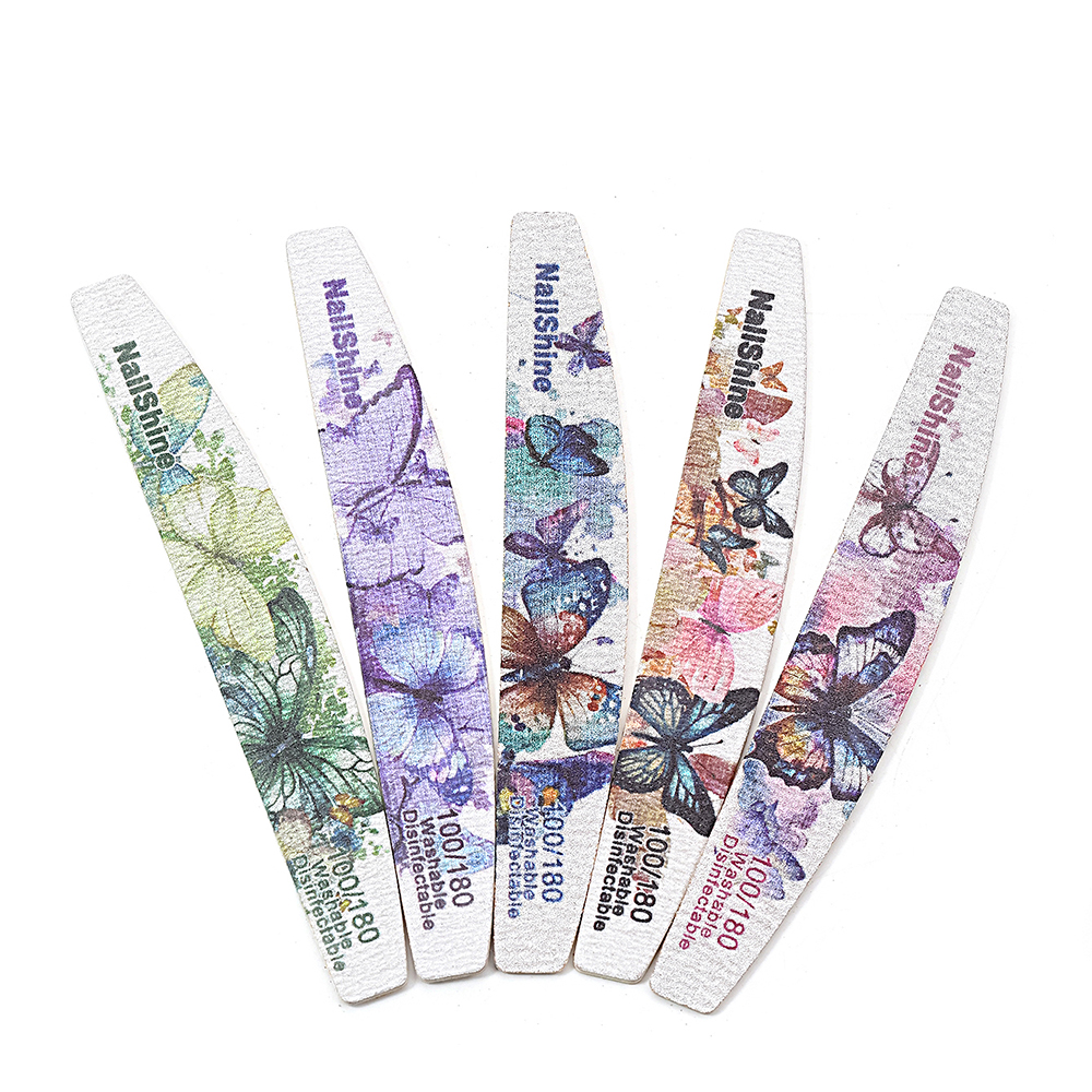 10pcs Professional Butterfly Pattern Nail File 100/180 Wooden File DIY Polish Gel Nails Salon Quality Beautiful Manicure Tools
