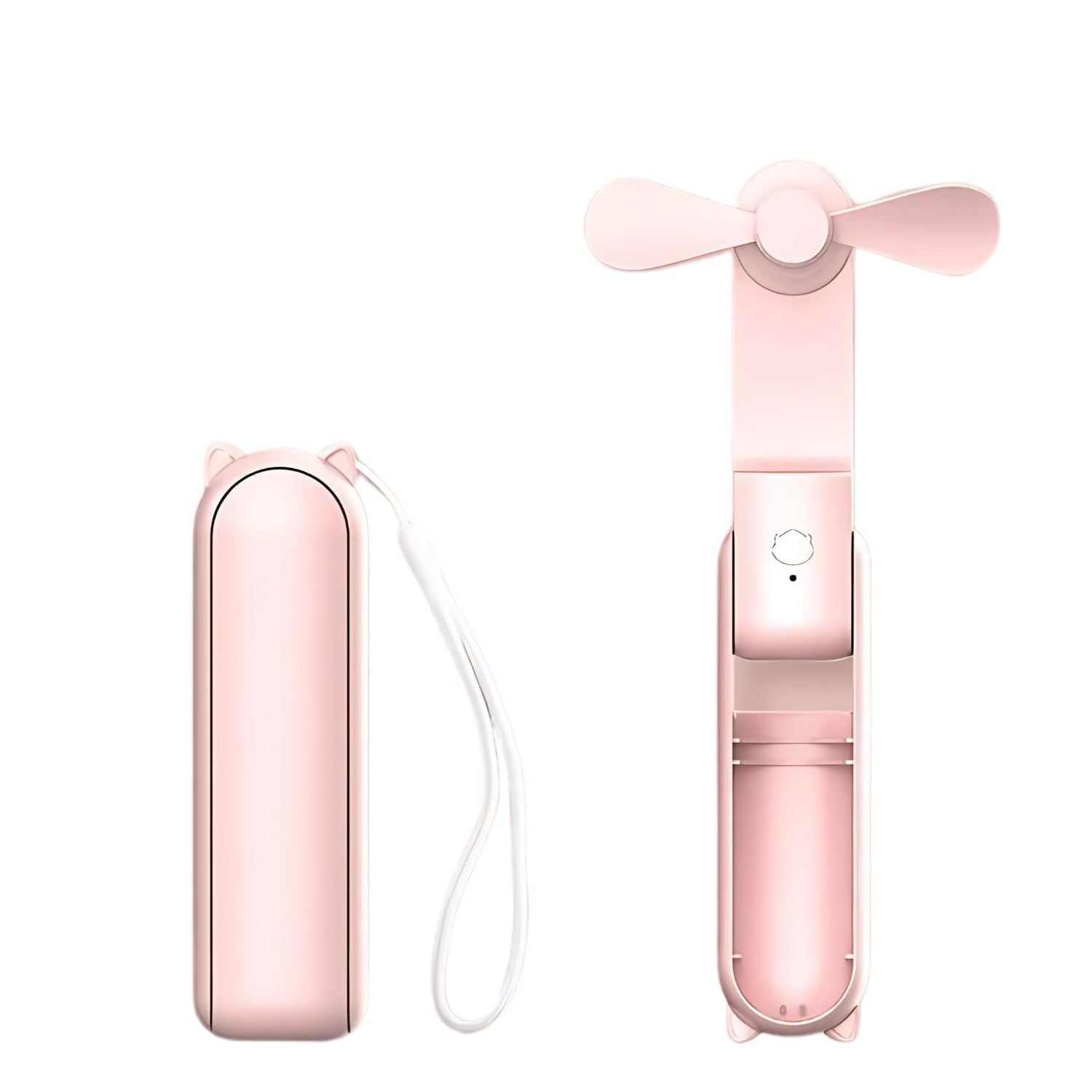 HZ001 Portable Mini Fan 3-Speed USB Rechargeable Folding Hand Fan with Flashlight, 1200mAh Summer Cooling Fan
