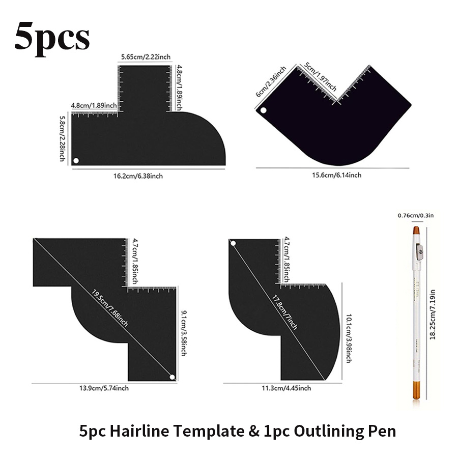 1Pc Hairline Enhancement Card with Measurement & 1Pc Outlining Pen, Men’s Beard Line Up Tool for Barber Hair Styling & Edge Shap