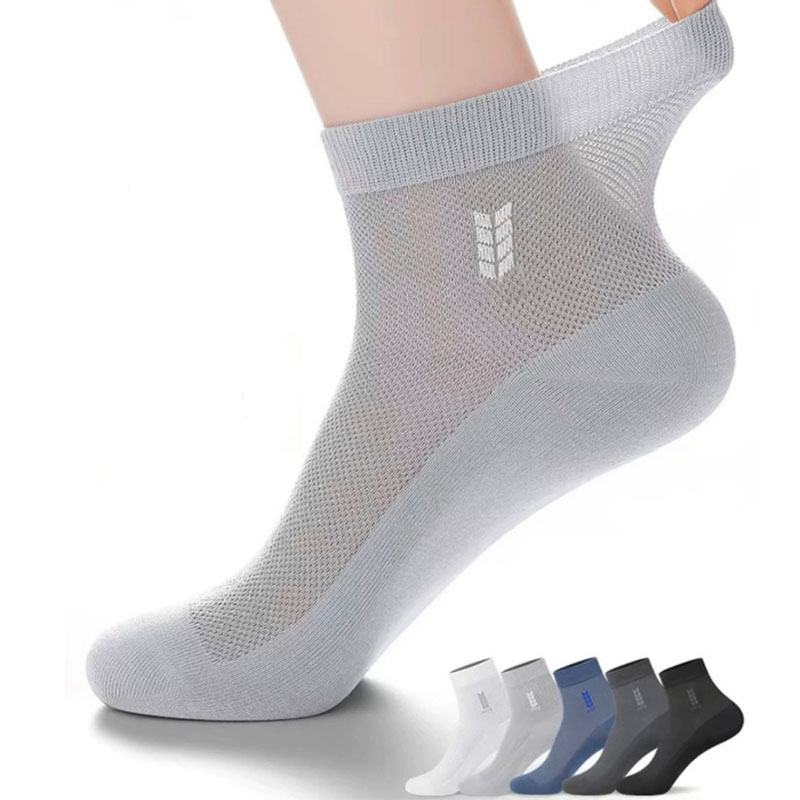 Dreamlikelin 5 Pairs New Men's Casual Socks Spring Summer Simple Thin Breathable Sweat-Absorbent Outdoor Middle Tube Socks