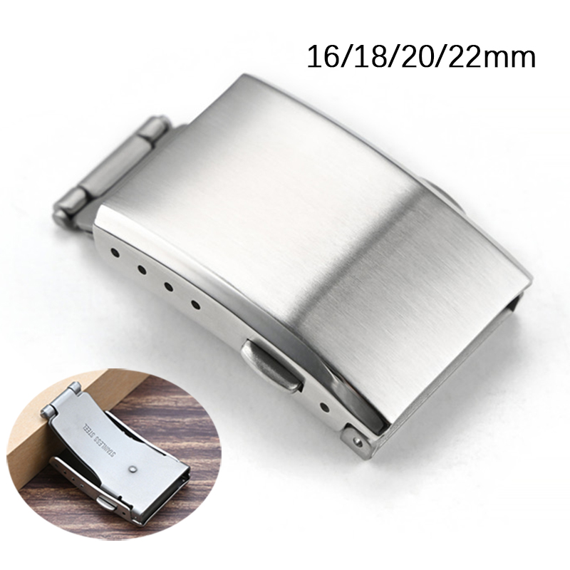 16mm 18mm 20mm 22mm 316 Stainless Steel Folding Buckle Micro Holes Adjustable Replace Deployant Watch Clasp Watch Accessories