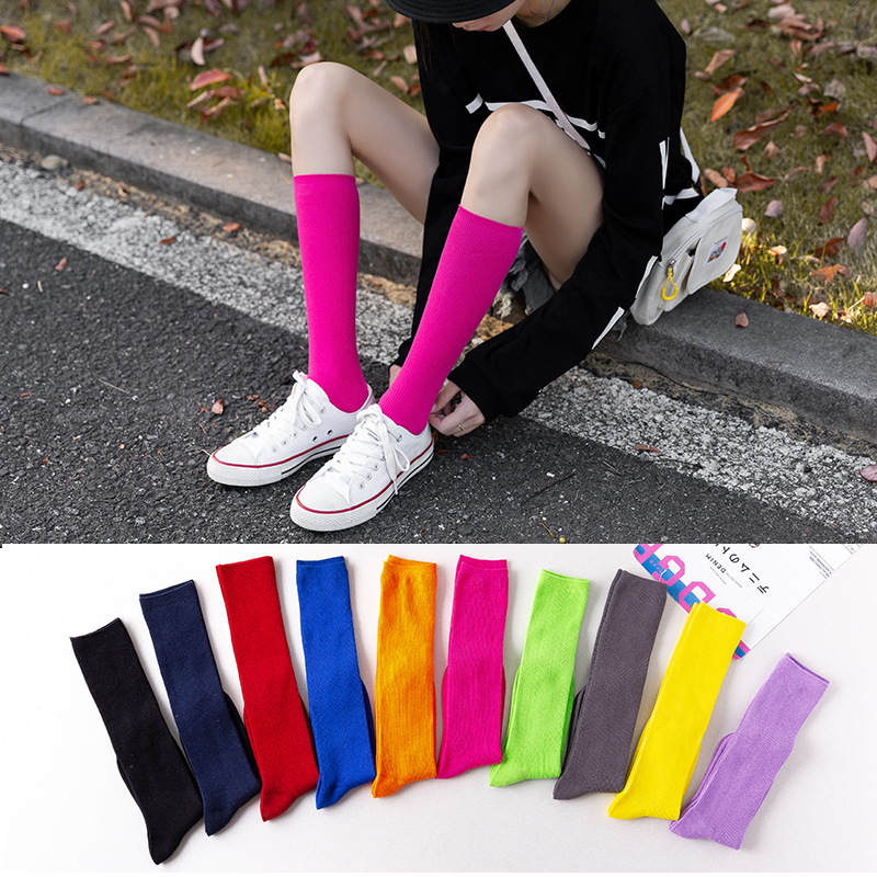 Women's Stockings New Fashion Japanese Style Plain Long Socks For Women High Quality Breathable Knee High Socks Lady