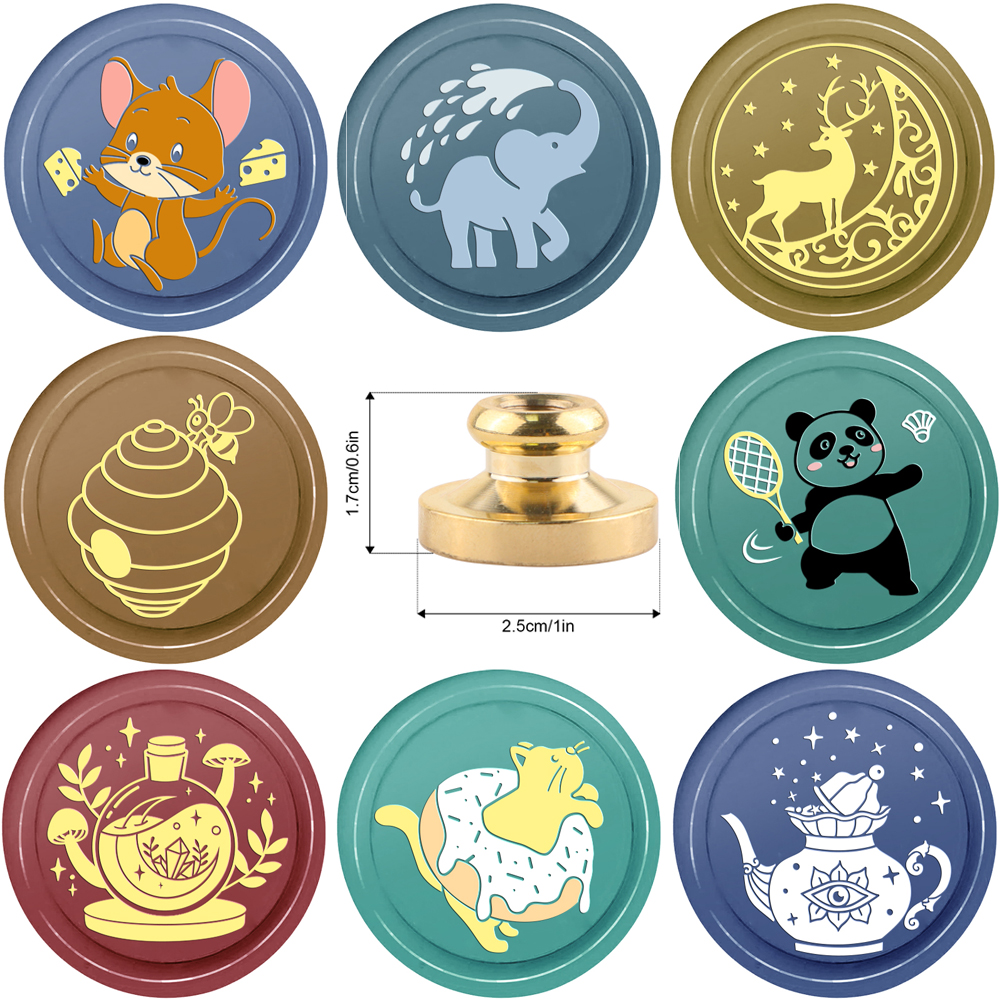 1pc Seal Wax Stamps Head Zinc Alloy Elephant Panda Cat Elk Mixed Animals Pattern DIY Envelope Card Bottle Package Wrap 2024