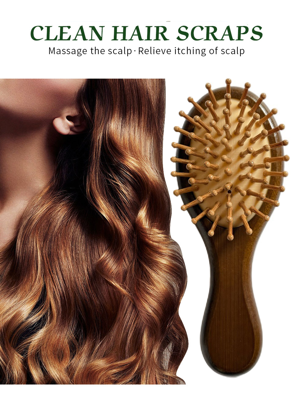 Premium Wooden Bamboo Hair Brush Improve Hair Growth Wood hairbrush Prevent Hair Loss Comb Bamboo Comb Teeth Massage Scalp Brush