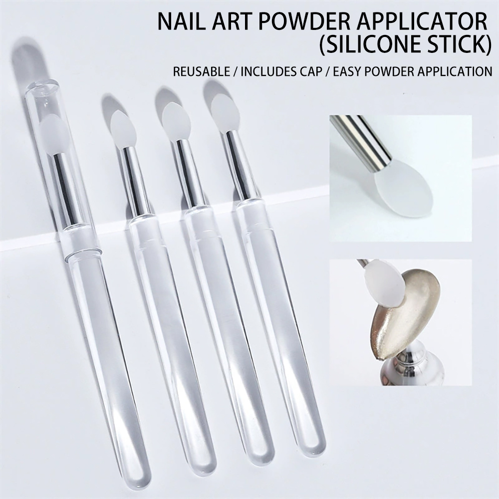 Nail Art Transparent Silicone Applicator Stick-For Mirror Powder,Aurora Powder,Glitter,and Eyeshadow-Portable Silicone Lip Brush