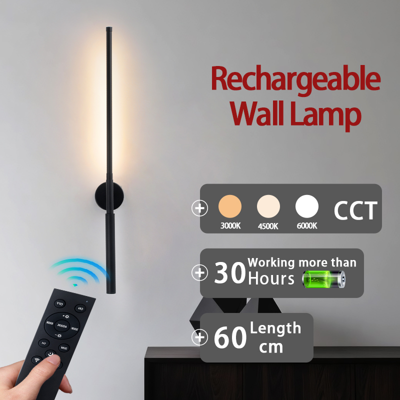 Rechargeable Wall Light Eye-Care LED Wall Sconce Moonlike Gentle Soft Glow Home Indoor Lighting Wall Lamp Black Gold