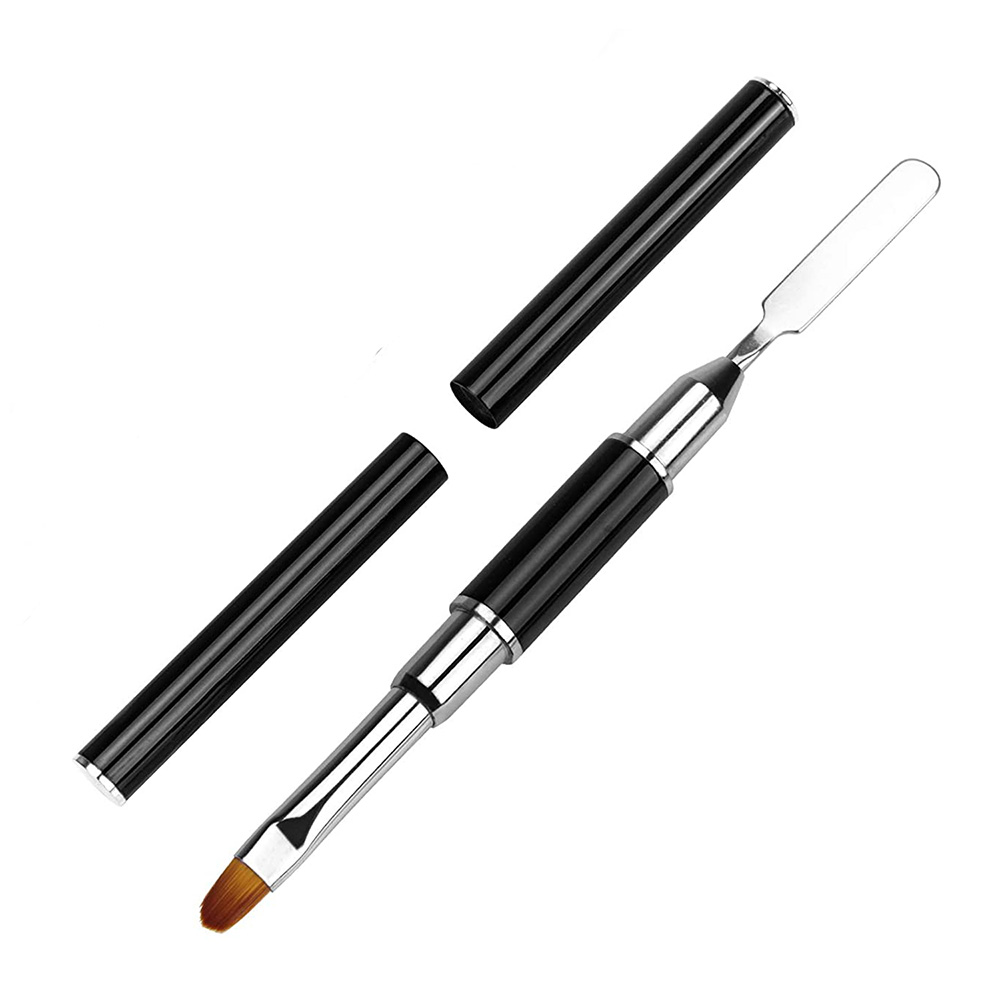 Nail Brush Pen Dual Ended 2 IN 1 Design Nail Brush and Spatula Stainless Steel Gel Nail Brush for Nails Extension Gel pen gpt