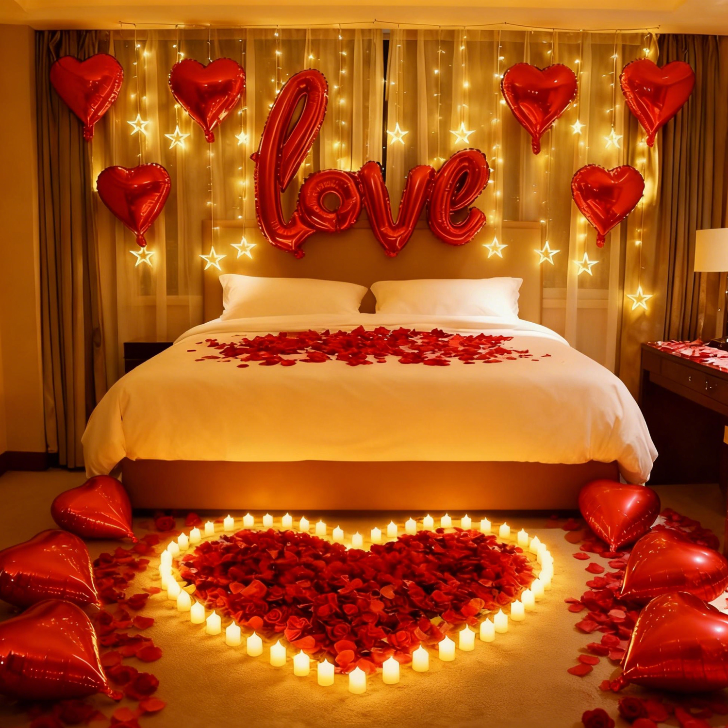 Red Love Balloon LOVE Aluminum Foil Balloon Set for Wedding, Valentine's Day, Anniversary, and Romantic Photography Props