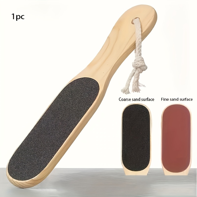 1pc Wooden Pedicure Foot File Smooth, Natural Wooden Handle with Black Abrasive Surface - Perfect for At-Home Foot Care