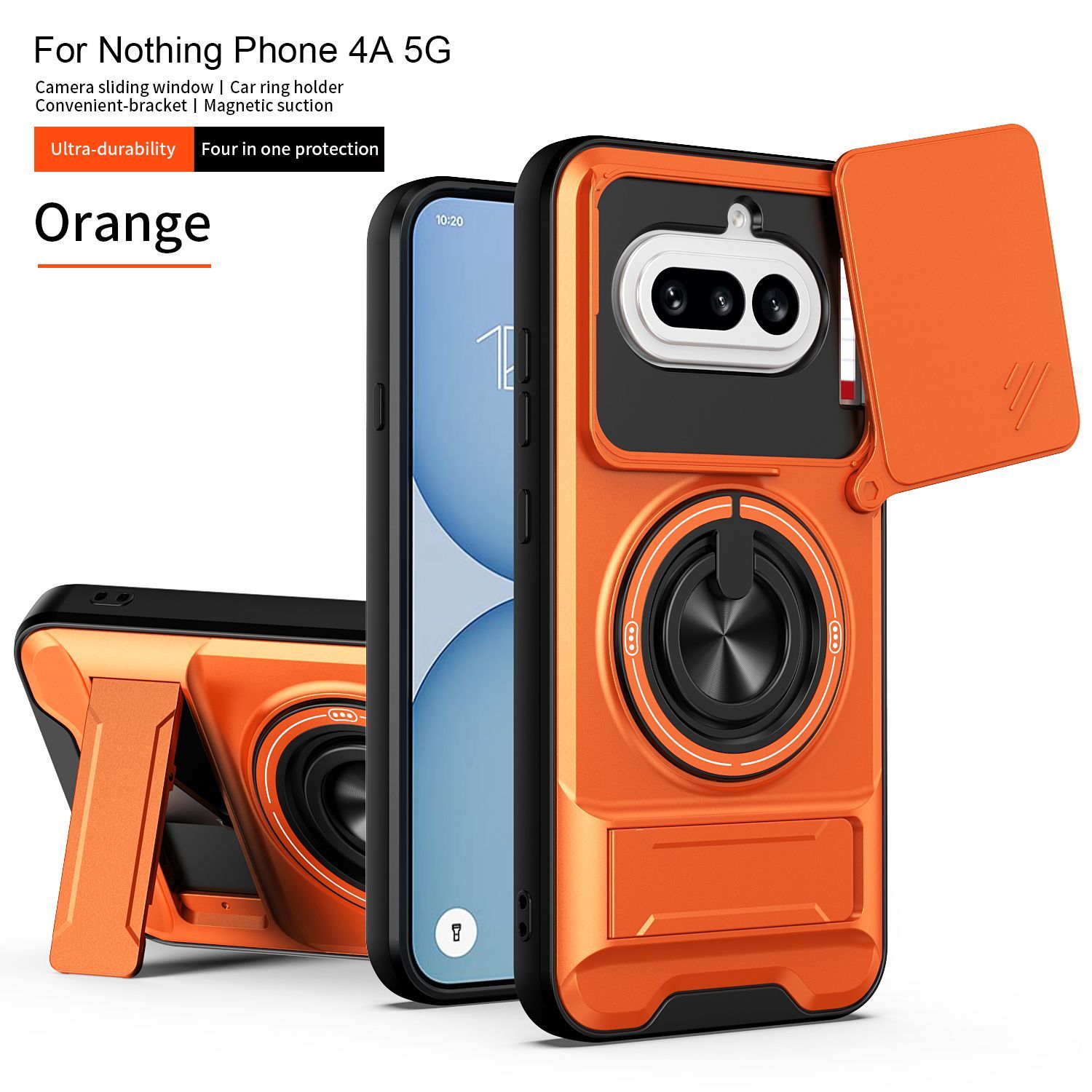 For Nothing Phone 4A Case Nothing Phone 4A A069 Cover Magsafe Magnetic Fold Holder Armor Camera Protection Cover