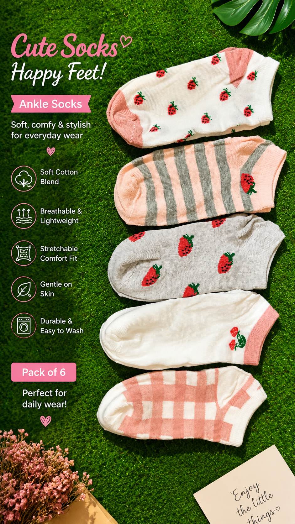 5 pairs of cute design socks
