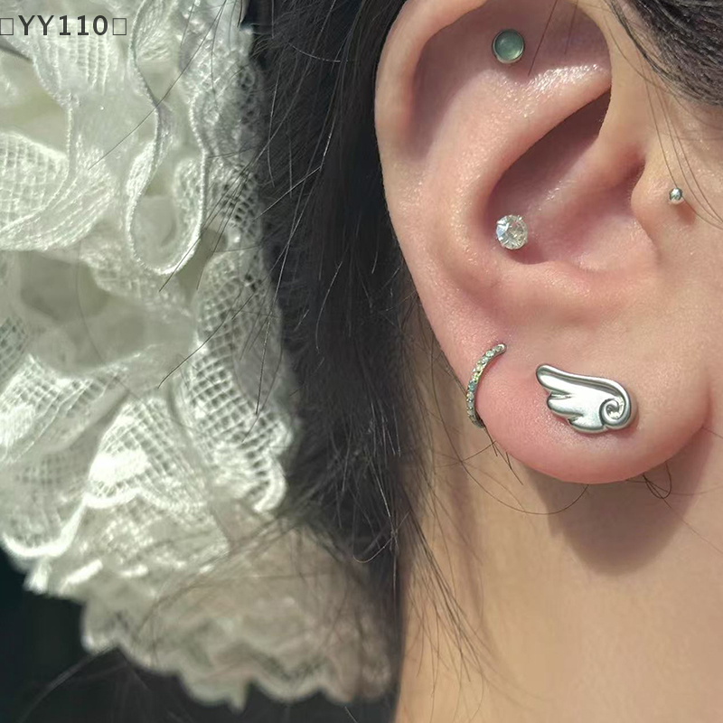 〔YY110〕1 Pair Cute Frosted Angel Wings Stud Earrings For Women Fashion Y2k Stud Earring Jewelry