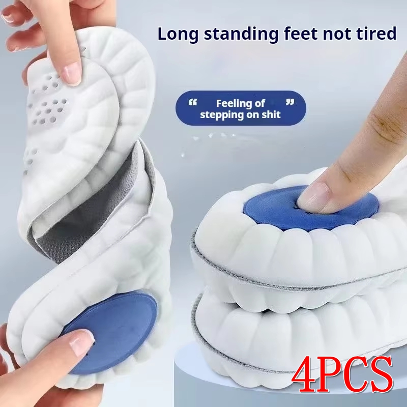 2/4PCS Feet Shock Absorption Shoe Sole Super Soft Insoles for Shoes Men Running Sports Insole Plantar Fasciitis Shoes Pads 1Pair