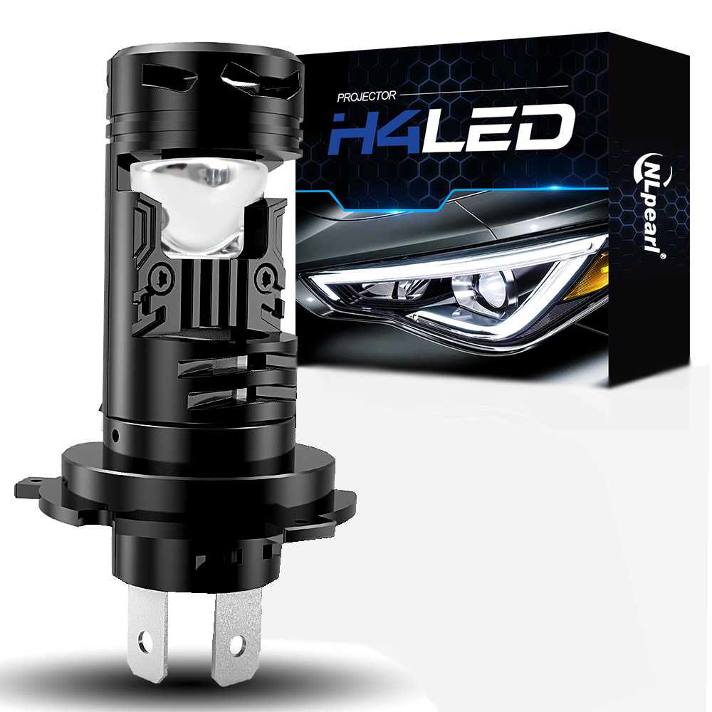 NLpearl H4 LED Projector Motorcycle Headlamp Turbo Fan Car Headlight 1:1 Mini Lens Canbus LED H4 HB2 LED Hi/Lo Beam Fog Lamp