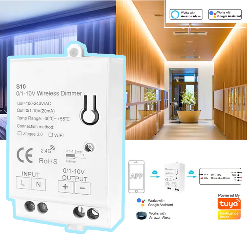 Zigbee 3.0 LED Dimmer Controller 0-10V 1-10V Led Light Driver Wireless Control Tuya APP/Voice Smart Switch For Alexa GoogleHome