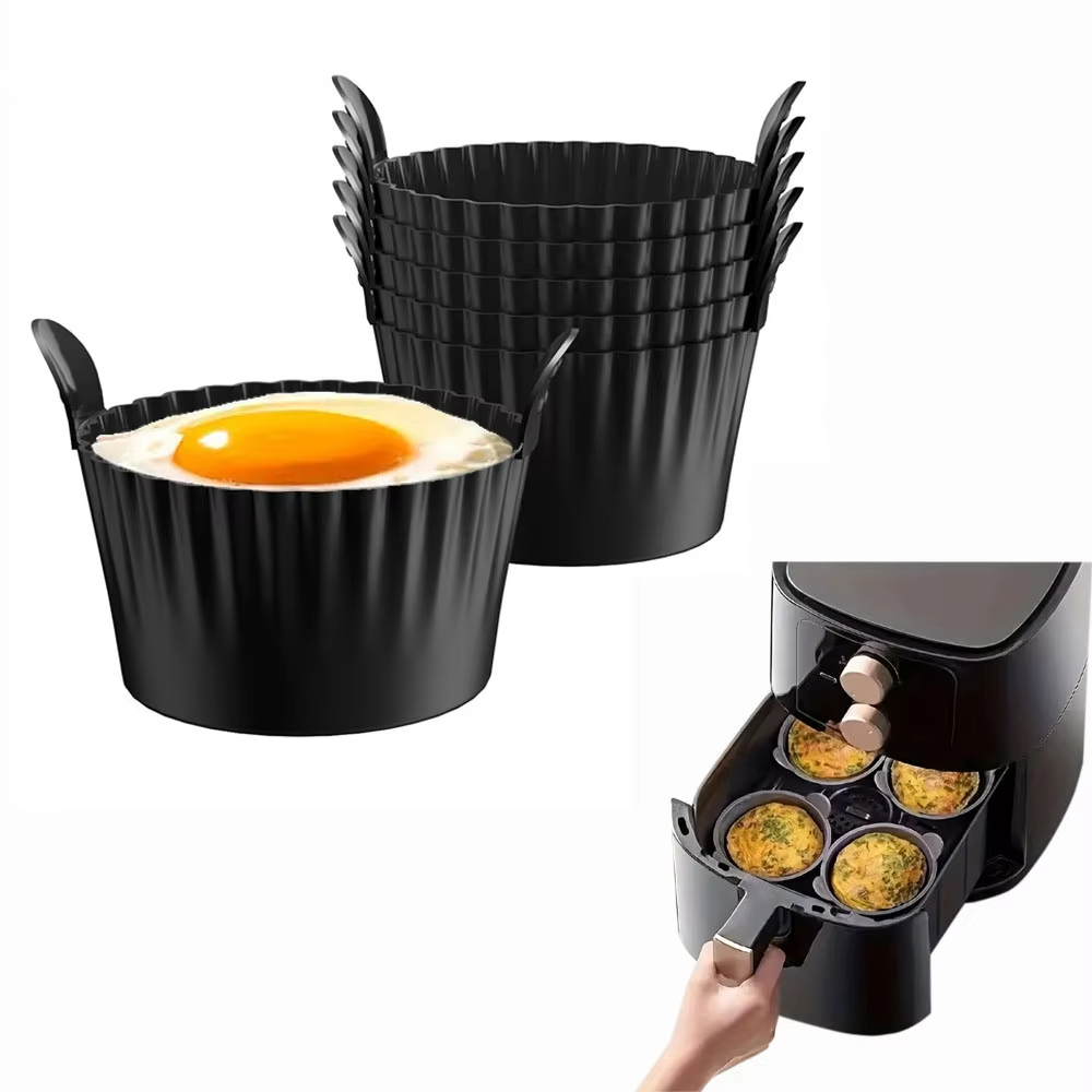 Air Fryer Silicone Air Fryer Egg Molds For Muffin Lids Toast Non-Stick Air Fryer Accessories 13Cm Round Baking Tary
