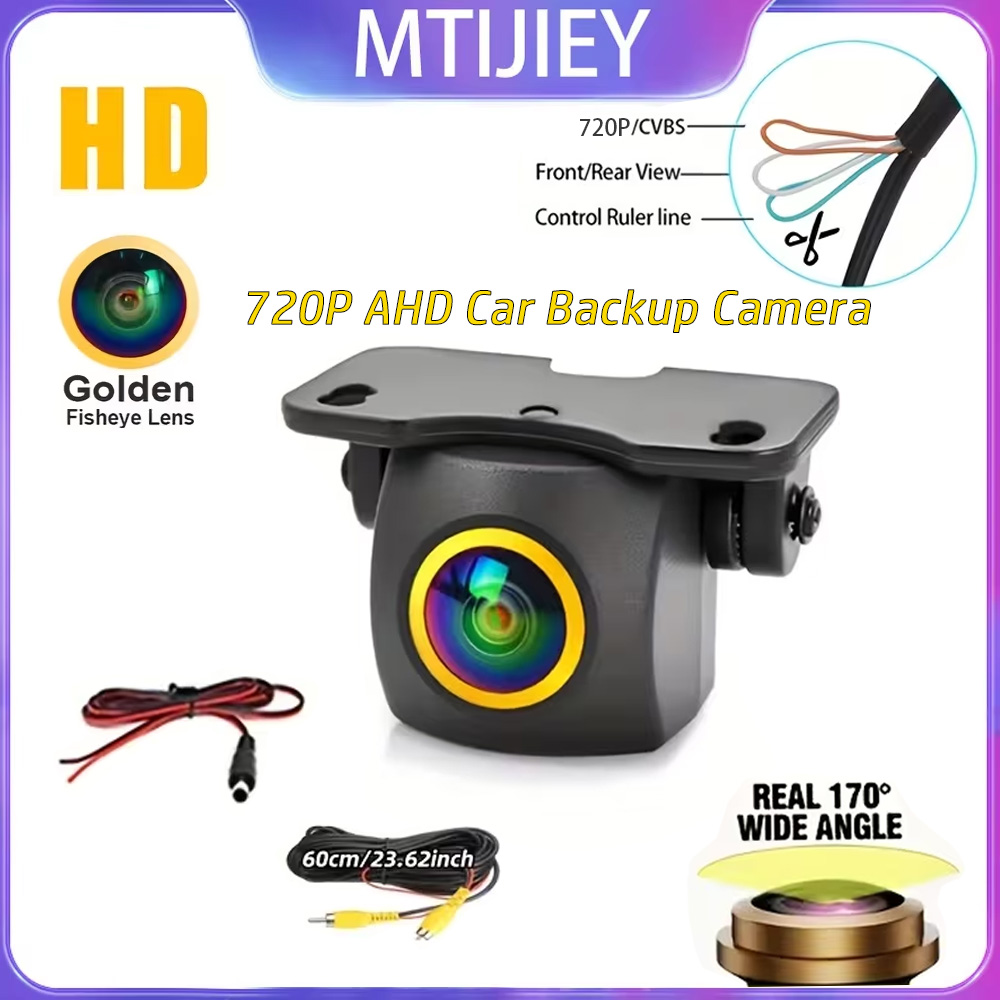 720P AHD Car Backup Camera with Wide-Angle Fisheye Lens-Night Vision, Front/Rear/Side Monitoring, Easy Installation dr. eyemo