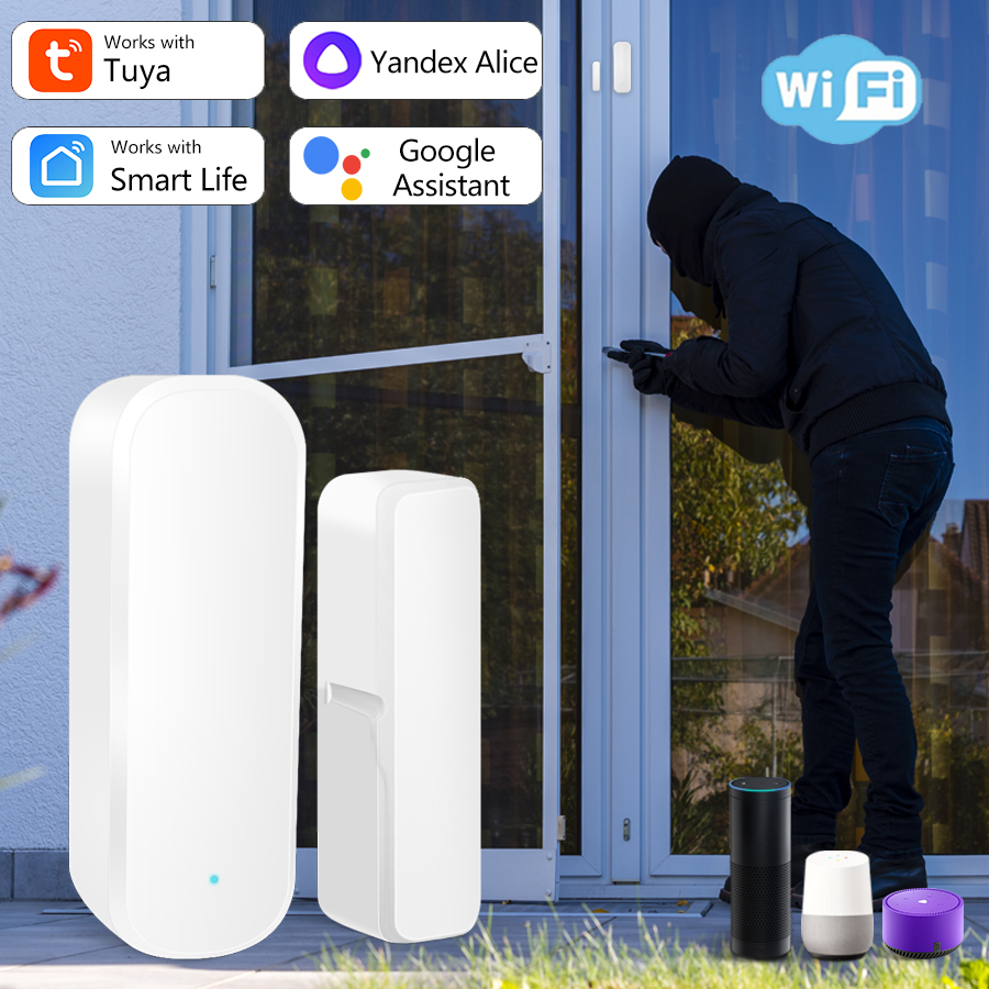 Tuya Smart WiFi Door Sensor Window Open Close Detector Smar Llife APP Alexa Home Voice Control Magnetic Door Sensor