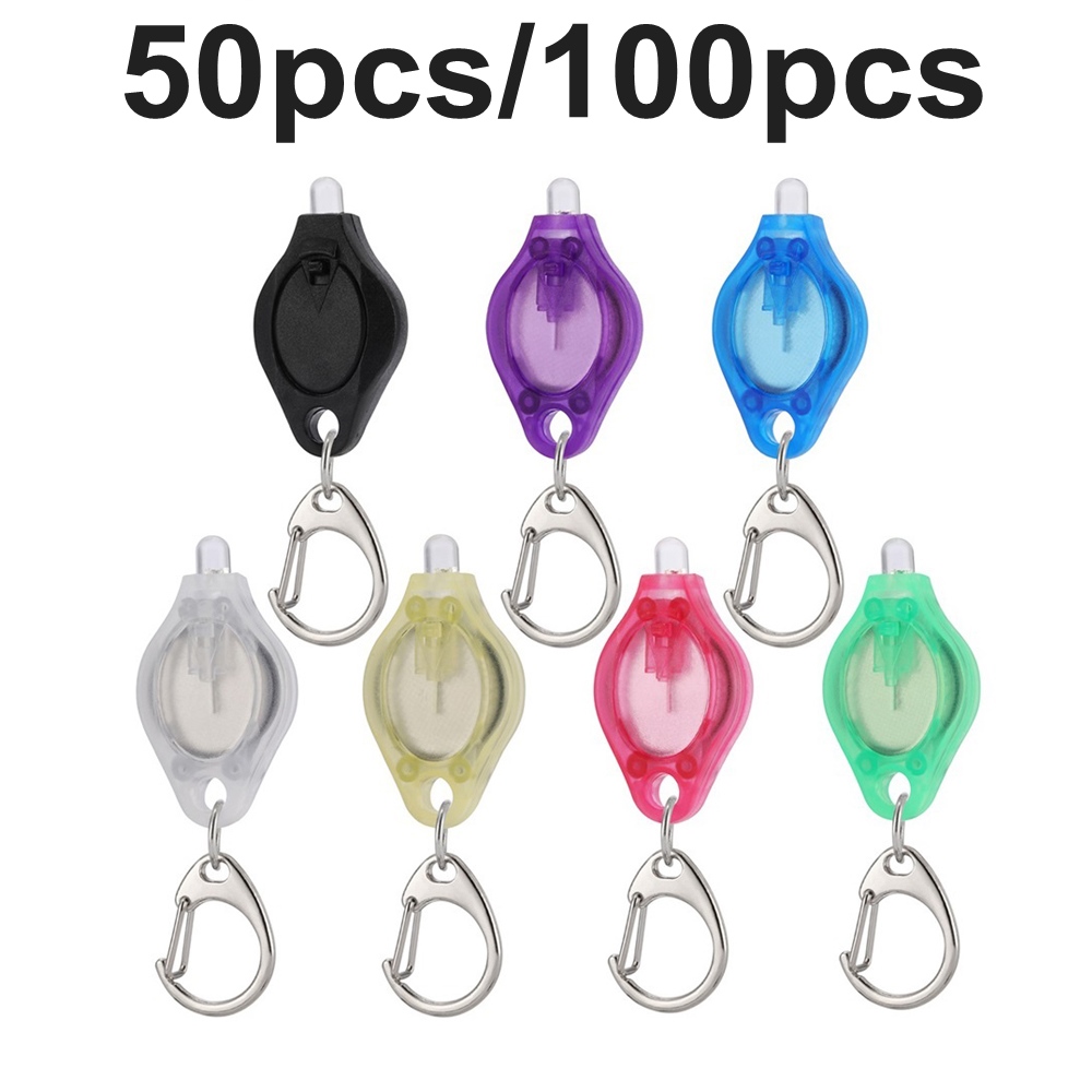1/10/50/100 Pcs LED Keychain Light Mini Popular Night Key Chain White Lamp Backpack Portable Emergency Lighting Flashlight