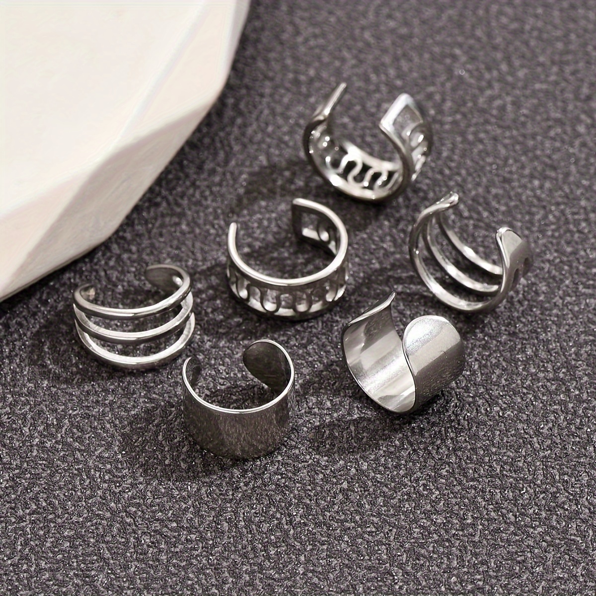 1pcs Men's Fashion Ear Clips Punk Street Stylish Earrings Non-Piercing Clip On Body Jewelry Gift Silver Black Gold