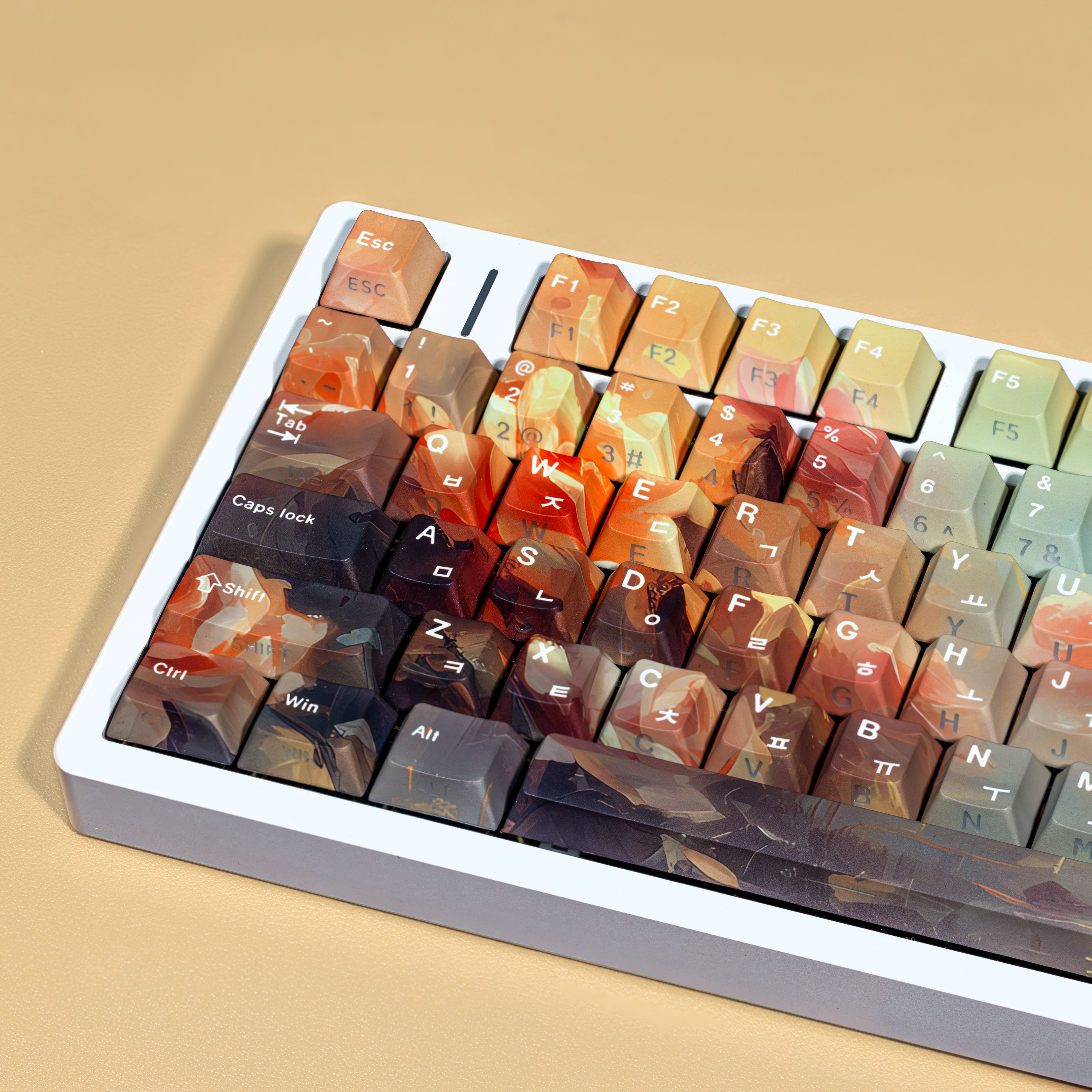 Double Print Keycaps Monet Oil Painting Rose Keycaps PBT Cherry Keycap Side light For ISO FR ES DE Mechanical Keyboard