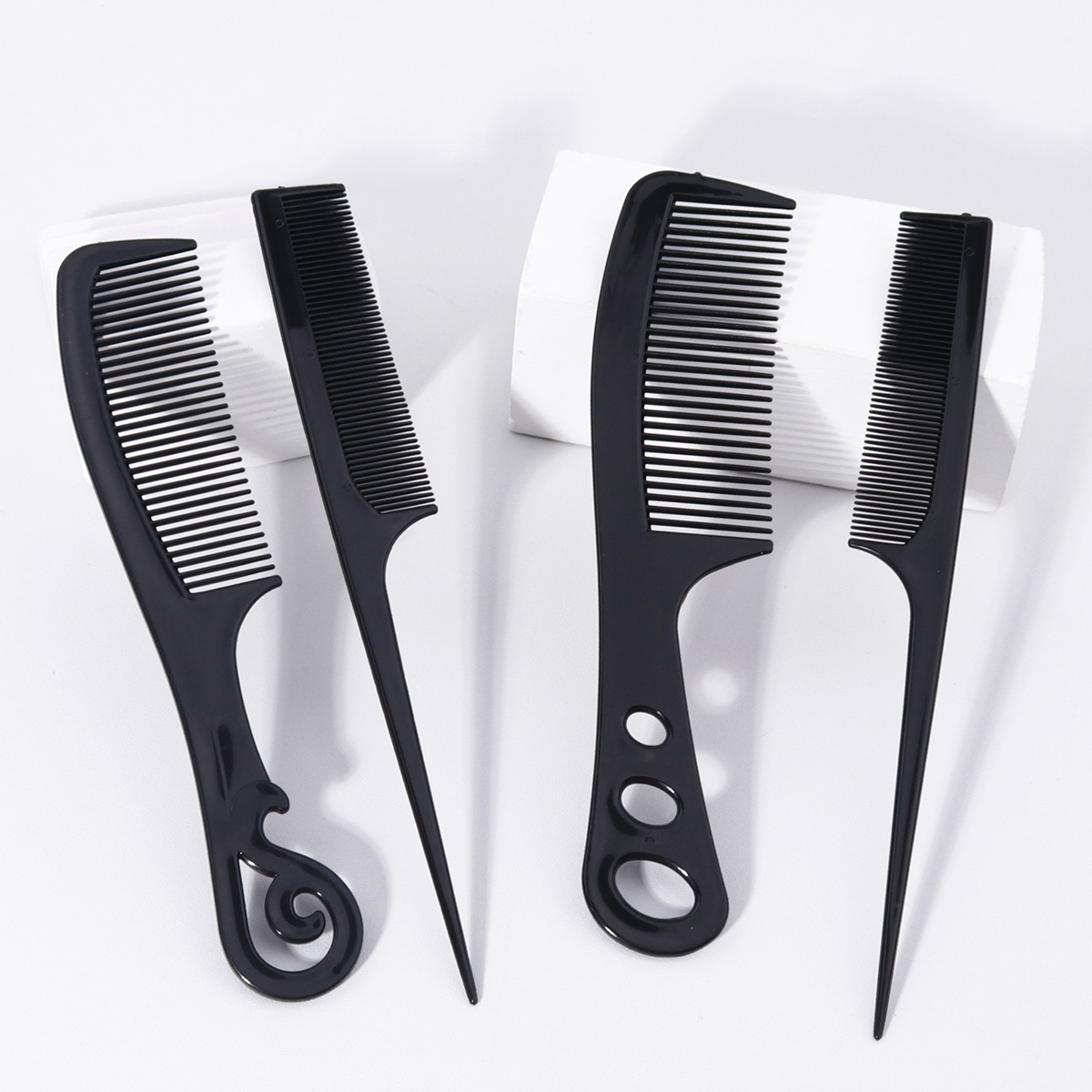 2pcs black household comb set, portable and lightweight mouse tail comb, portable design,Special for real hair