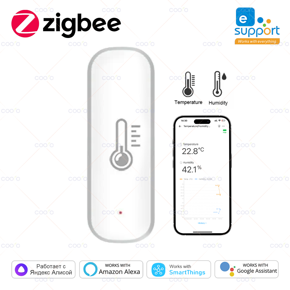 ZigBee Smart Temperature And Humidity Sensor eWeLink App Remote Monitor For Smart Home Work With Z2M Alexa Yandex Alice
