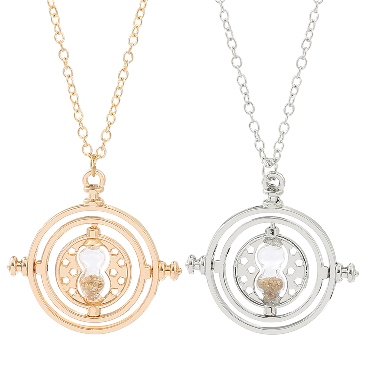 New Harried Time Necklace Timer Hourglass 360 Rotatable Potters Cosplay Props Astronomical Time Converter Magic School Fans