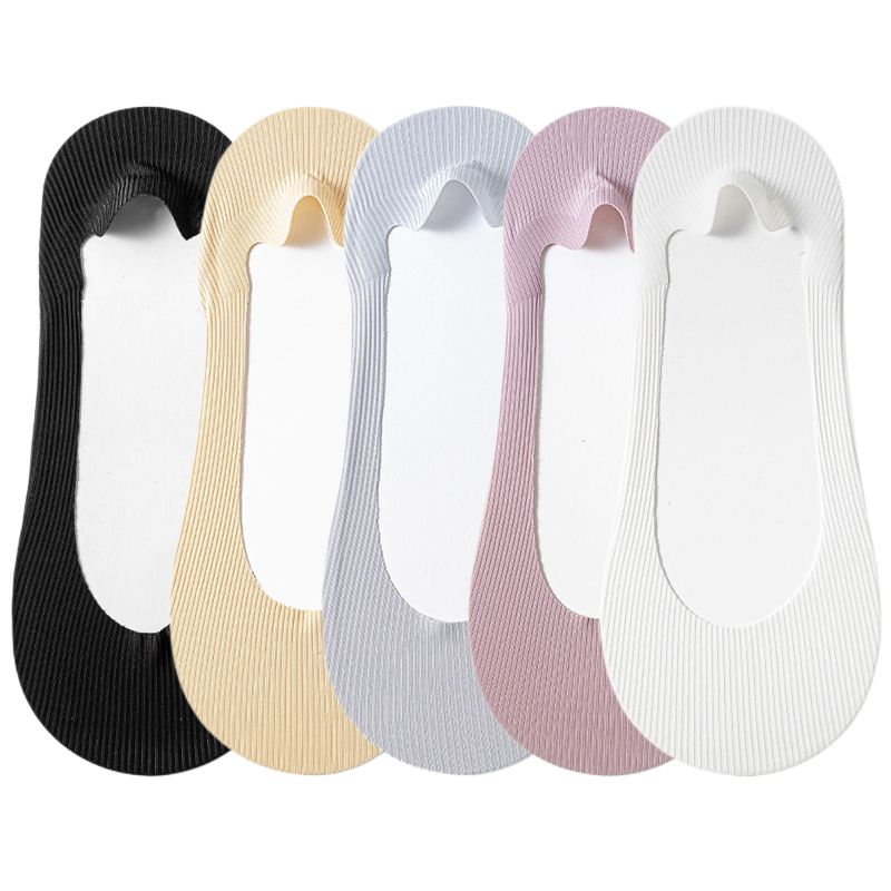 5 Pairs/ Lot Woman Socks New Summer Ultrathin Solid Color Invisible No Show Socks Set Breathable Anti-slip Socks Slippers Casual