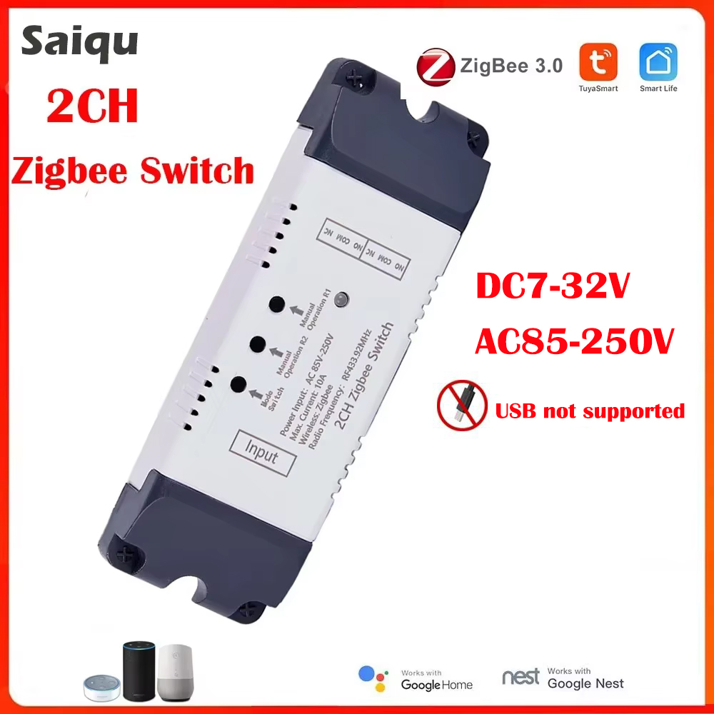 Smart Switch 2CH Relay Module Zigbee Tuya WIFI Motor Module AC DC 7-32V 85-250V RF433 Smart light Garage Door Opener lightify