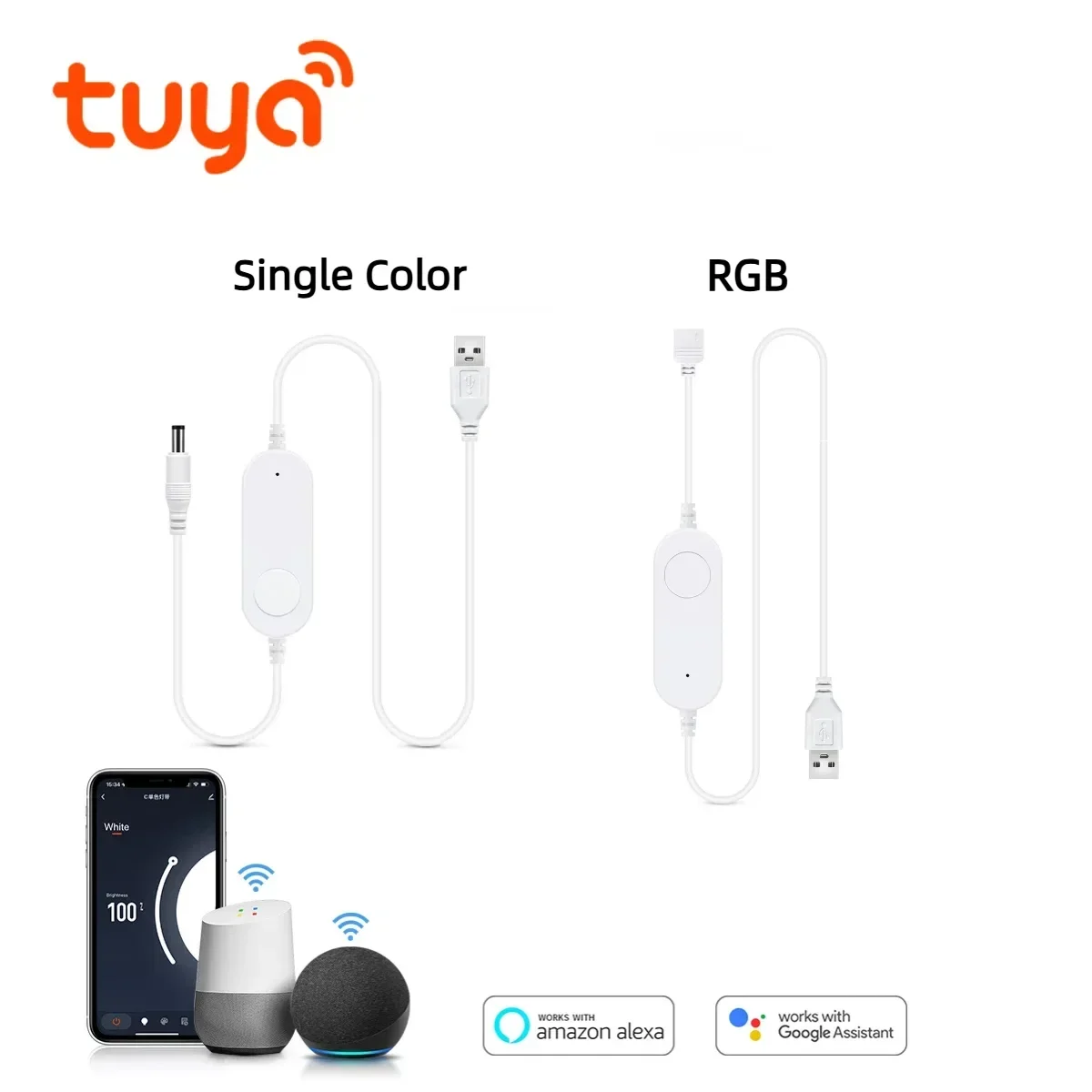 Smart TUYA WiFi LED Controller Switch USB Plug Support Alexa Home APP Voice Control For 5V RGB / Single Color LED Light