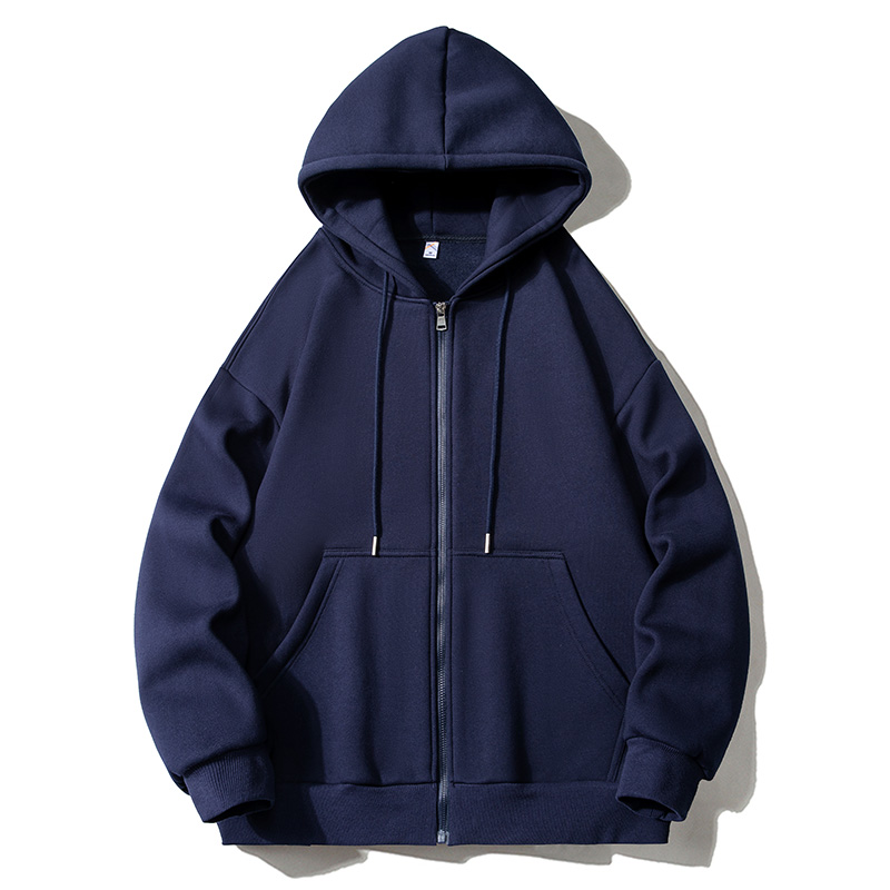 Loose casual American BF hoodie jacket light gray simple solid color cardigan trendy men's autumn new style