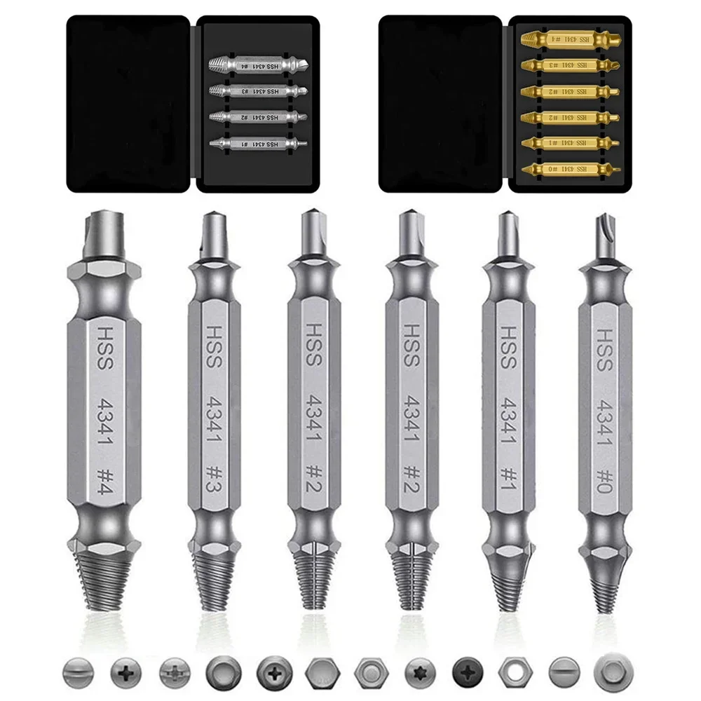 Damaged Screw Extractor Tool Set Broken Bolt Remover Drill Bit Set 4PCS or 6PCS High Quality Removal Tool for Stripped Screws