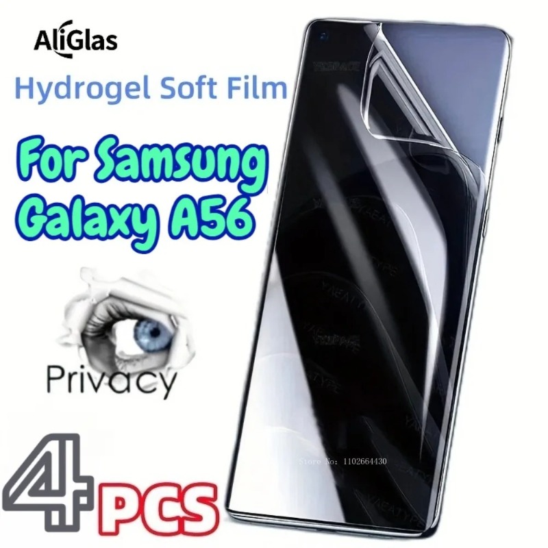 4pcs Anti Peep Hydrogel Film for A56 Glossy Screen Protector Anti-Spy Water Gel Film for A56 Soft TPU Film