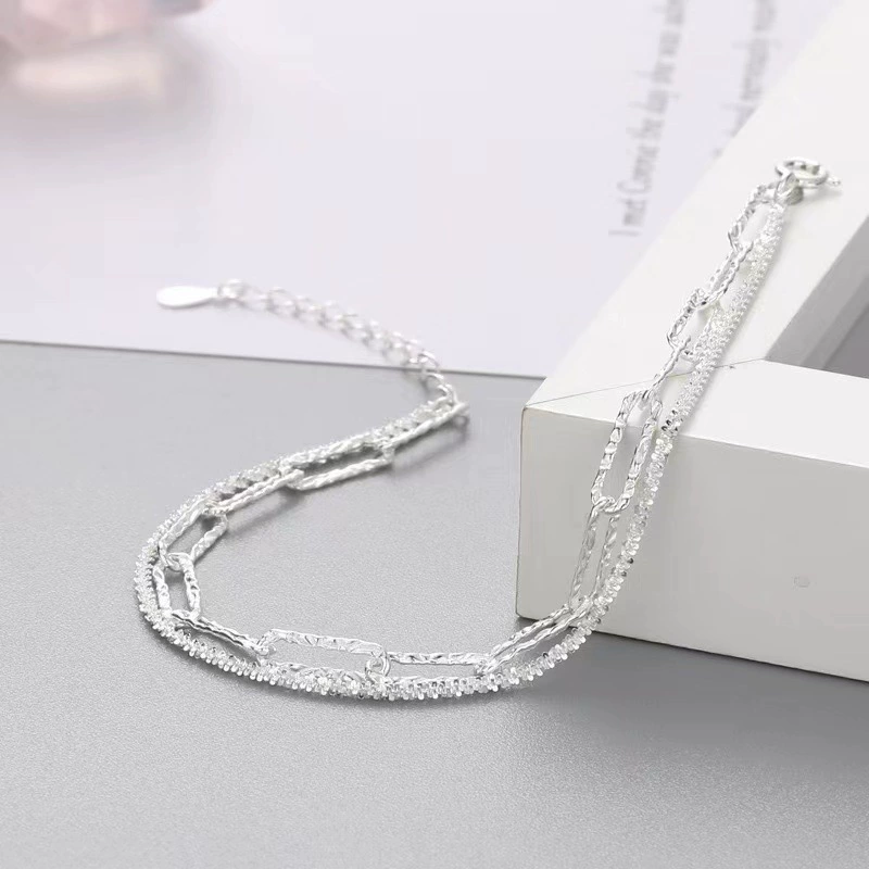 New luxury 925 sterling Silver Elegant Double-Layer Starry Sky Bracelet for women fashion jewelry wedding Valentine's Day