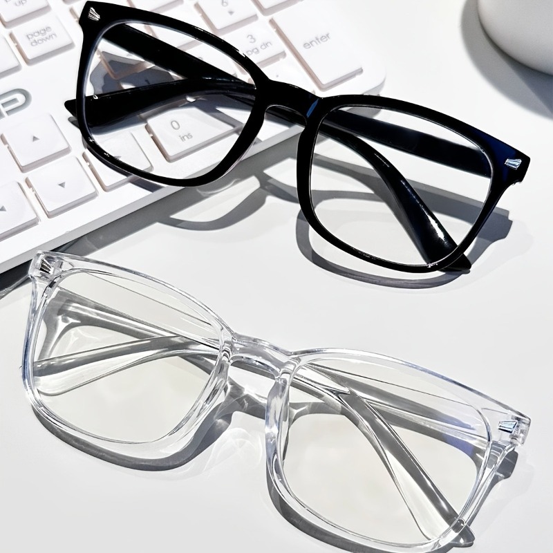 2 Pairs of Women's Square Decorated Black Transparent Blackout Glasses AccessoriesSuitable for Daily Wearing