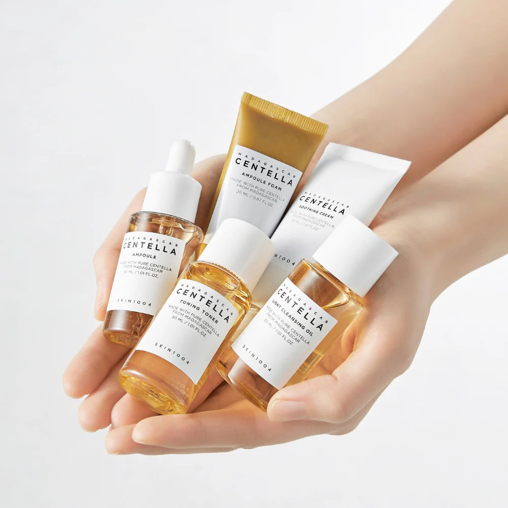SKIN1004 Madagascar Centella Travel Kit 140ml Soothing Repair Skincare Set Cleanser Toner Serum Cream Korean Beauty