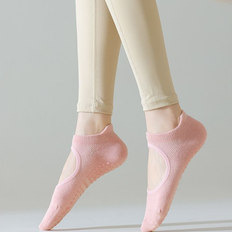Ladies Anti-Slip Pilates Yoga Socks with Arch Support Open-Toe Breathable Sports Dance Exercise Gripper Socks for Ballet Fitness